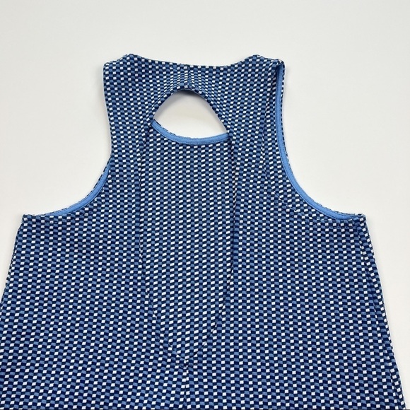 Zara Trafaluc Blue A-Line Geometric Textured Open Back Mini Dress - Picture 5 of 6